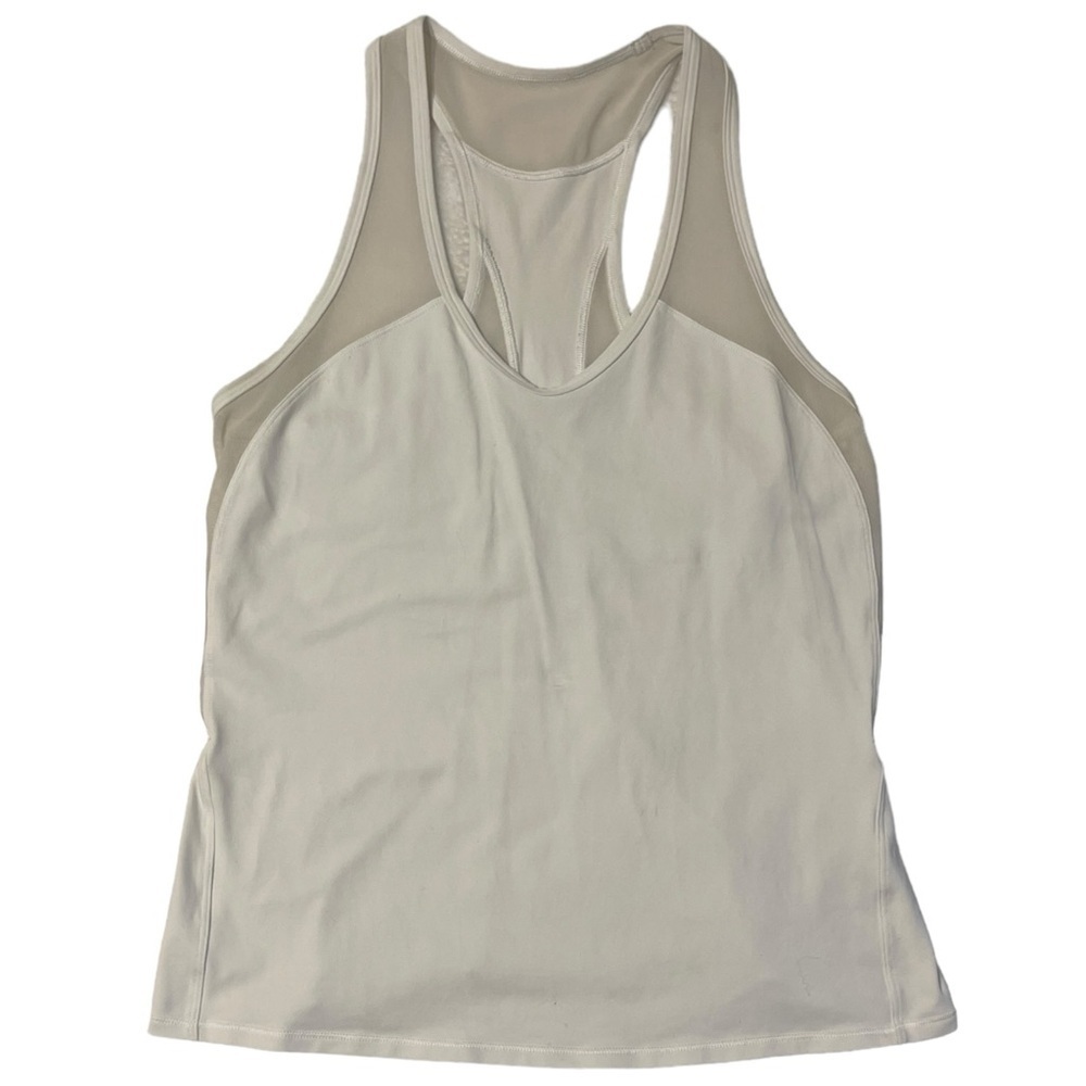 Lululemon White Mesh Insert Workout Athletic Racerback Tank Top Workout Running